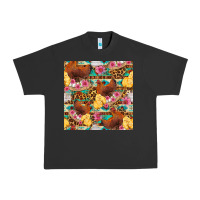 Pigment Black chicken and chicks with flowers seamless pattern Urban Heavy Tee - FaDigitalArtStudio