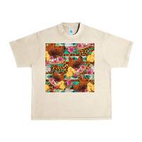 Sandshell chicken and chicks with flowers seamless pattern Urban Heavy Tee - FaDigitalArtStudio