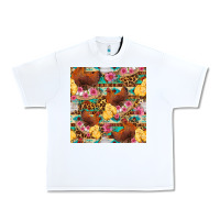 White chicken and chicks with flowers seamless pattern Urban Heavy Tee - FaDigitalArtStudio