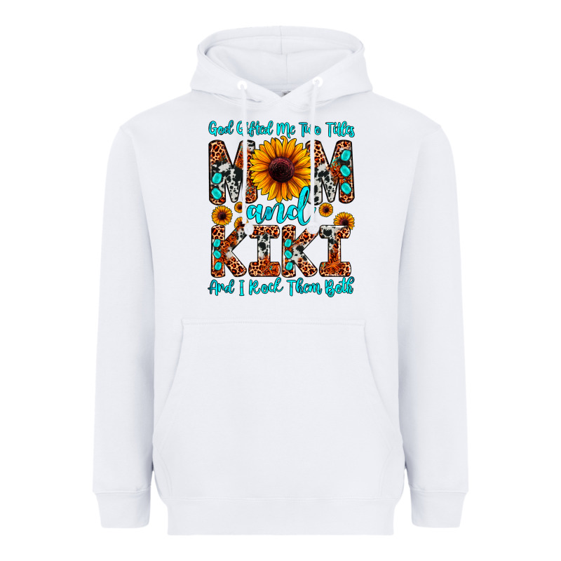 God Gifted Me Two Titles Mom And Kiki And I Rock T Heavyweight Hoodie by JahusDesignShop | Teevron