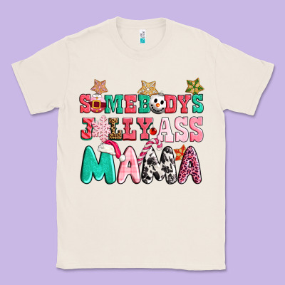 Somebody Jolly Ass Mama Pink Christmas Classic Tee Designed By Cowgirlartshop