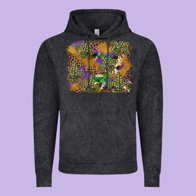 Mardi Gras Plaid Purple Glitter Cowhide  Leopard Vintage Hoodie Designed By Fadigitalartstudio