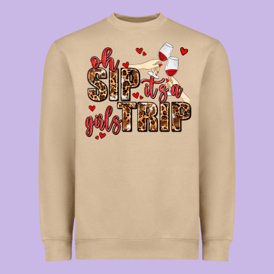 Oh Sip Its A Girls Trip Heavyweight Sweatshirt Designed By Adodesignshop