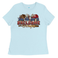 Baby Blue Take me out to ball game baseball Ladies Tee - HowdyJamesFarm