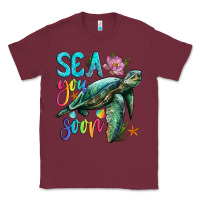 Burgundy sea you soon with sea turtle Classic Tee - Artiststas