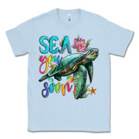 Dusty Blue sea you soon with sea turtle Classic Tee - Artiststas