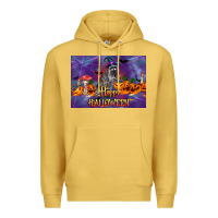 Antique Gold Happy Halloween Raccoon Premium Hoodie - LillyAllenDesigns