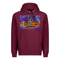 Burgundy Happy Halloween Raccoon Premium Hoodie - LillyAllenDesigns