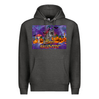 Charcoal Heather Happy Halloween Raccoon Premium Hoodie - LillyAllenDesigns