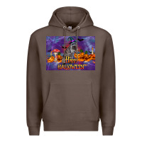 Coffee Happy Halloween Raccoon Premium Hoodie - LillyAllenDesigns