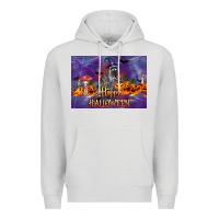 Dove Grey Happy Halloween Raccoon Premium Hoodie - LillyAllenDesigns