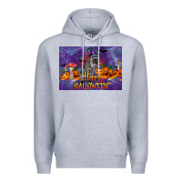 Heather Grey Happy Halloween Raccoon Premium Hoodie - LillyAllenDesigns