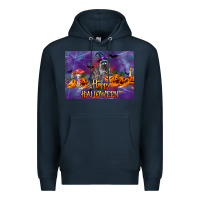 Navy Happy Halloween Raccoon Premium Hoodie - LillyAllenDesigns