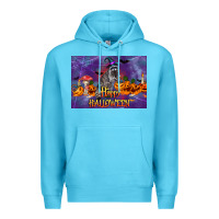 Ocean Blue Happy Halloween Raccoon Premium Hoodie - LillyAllenDesigns