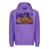 Purple Happy Halloween Raccoon Premium Hoodie - LillyAllenDesigns