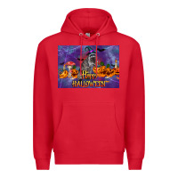 Red Happy Halloween Raccoon Premium Hoodie - LillyAllenDesigns