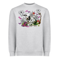 Heather Grey halloween cow and ghosts Heavyweight Sweatshirt - AdoDesignShop