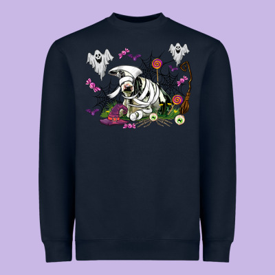 Halloween Cow And Ghosts Heavyweight Sweatshirt Designed By Adodesignshop