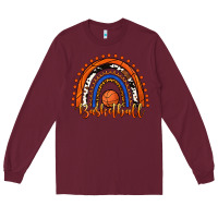 Burgundy Basketball Rainbow Long Sleeve Tee - RanaPortraitStore