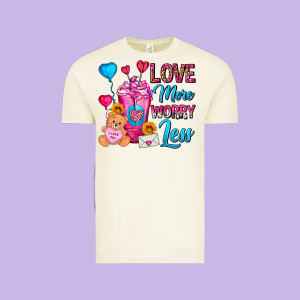Love More Worry Less Valentines Day Cold Drink Vintage Tee Designed By Fadigitalartstudio