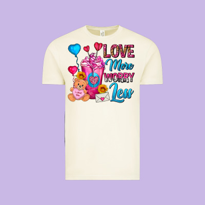 Love More Worry Less Valentines Day Cold Drink Vintage Tee Designed By Fadigitalartstudio