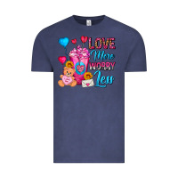 Vintage Denim Love More Worry Less Valentines Day Cold Drink Vintage Tee - FaDigitalArtStudio