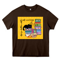 Chocolate Brown life is better with cats and books Heavy Core Tee - TumblerDesignByShophia