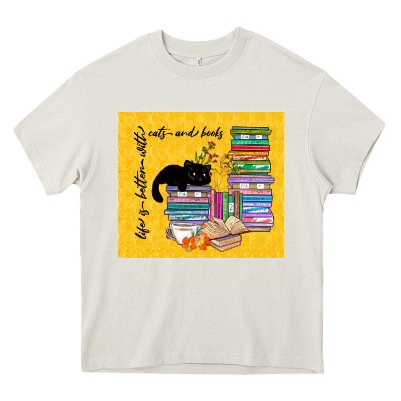 Life Is Better With Cats And Books Heavy Core Tee by TumblerDesignByShophia | Teevron