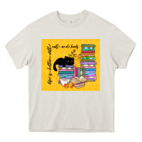 Cream life is better with cats and books Heavy Core Tee - TumblerDesignByShophia