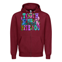 Burgundy touch me and i will bite Zipper Hoodie - AdoDesignShop