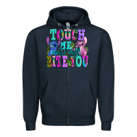 Navy touch me and i will bite Zipper Hoodie - AdoDesignShop