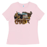 Bubblegum Pink One nation under god 4th of july Ladies Tee - HowdyJamesFarm