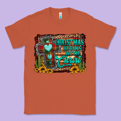Christmas Begins With Christ Cross Classic Tee Designed By Jasminsmagicworld
