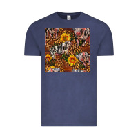 Vintage Denim Western Spotted Pig With Sunflowers Seamless Vintage Tee - FaDigitalArtStudio