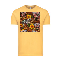 Vintage Mustard Western Spotted Pig With Sunflowers Seamless Vintage Tee - FaDigitalArtStudio