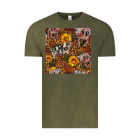 Vintage Olive Western Spotted Pig With Sunflowers Seamless Vintage Tee - FaDigitalArtStudio
