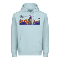 Blue Mist Happy Halloween Raccon Premium Hoodie - LillyAllenDesigns