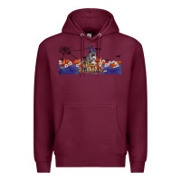 Burgundy Happy Halloween Raccon Premium Hoodie - LillyAllenDesigns