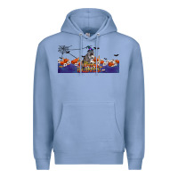 Colony Blue Happy Halloween Raccon Premium Hoodie - LillyAllenDesigns