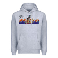 Heather Grey Happy Halloween Raccon Premium Hoodie - LillyAllenDesigns