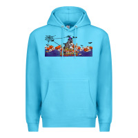 Ocean Blue Happy Halloween Raccon Premium Hoodie - LillyAllenDesigns