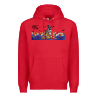 Red Happy Halloween Raccon Premium Hoodie - LillyAllenDesigns