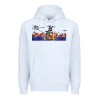 White Happy Halloween Raccon Premium Hoodie - LillyAllenDesigns