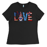Black 4th Of July love gnome Ladies Tee - HowdyJamesFarm