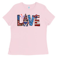 Bubblegum Pink 4th Of July love gnome Ladies Tee - HowdyJamesFarm