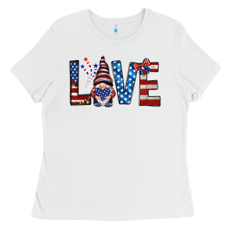 4th Of July Love Gnome Ladies Tee by HowdyJamesFarm | Teevron