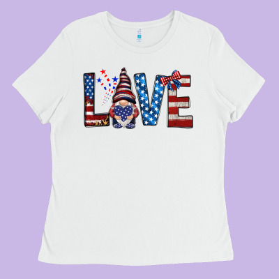 4th Of July Love Gnome Ladies Tee Designed By Howdyjamesfarm