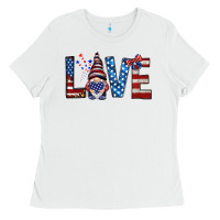 White 4th Of July love gnome Ladies Tee - HowdyJamesFarm