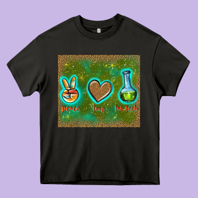 Peace Love Lab Tech Heavy Core Tee Designed By Tumblerdesignbyshophia