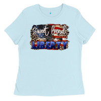Baby Blue Sweet land of liberty 4th of july Ladies Tee - CowGirlArtShop